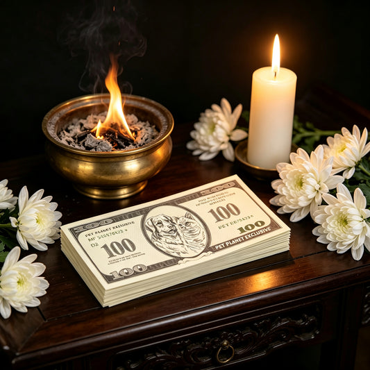 Pet funeral supplies, cat and dog memorial items, handmade imitation paper money